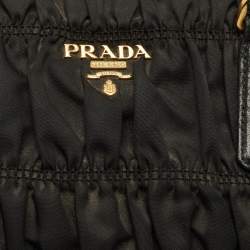 Pre Owned Prada Black Leather and Nylon Gaufre Satchel