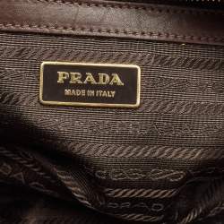 Pre Owned Prada Brown Leopard Print Calfhair Boston Bag