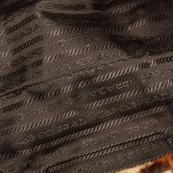 Pre Owned Prada Brown Leopard Print Calfhair Boston Bag