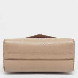 Pre Owned Prada Beige Saffiano Cuir Leather Monochrome Envelope Flap Shoulder Bag