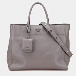 Pre Owned Prada Grey City Calf Open Convertible Tote