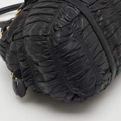 Pre Owned Prada Black Nappa Leather Gaufre Satchel