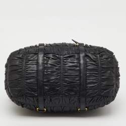 Pre Owned Prada Black Nappa Leather Gaufre Satchel