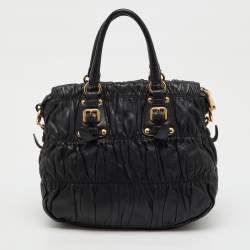 مملوكة مسبقًا Prada Black Nappa Leather Gaufre Tote