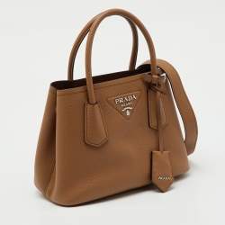 Pre Owned Prada Brown Leather Mini Double Tote