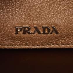 Pre Owned Prada Brown Leather Mini Double Tote