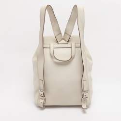Pre Owned Prada Cream Leather Drawstring Backpack