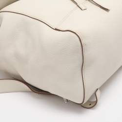 Pre Owned Prada Cream Leather Drawstring Backpack