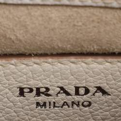 Pre Owned Prada Cream Leather Drawstring Backpack