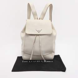 Pre Owned Prada Cream Leather Drawstring Backpack