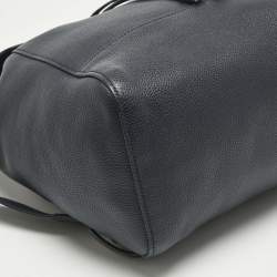 مملوكة مسبقًا Prada Navy Blue Leather Drawstring Flap Backpack