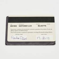 Pre Owned حقيبة يد برادا جلد سافيانو أزرق بحري تنفيذي بسحاب مزدوج