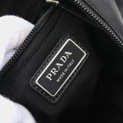 Pre Owned Prada Tessuto Waist Bag Body Nylon Saffiano Leather Black