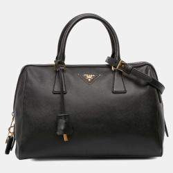 Pre Owned Prada Black Saffiano Lux Convertible Bowler Bag