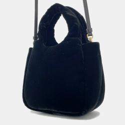 Pre Owned Prada Padded 2-Way Handbag Black Velvet Size Mini