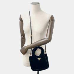 Pre Owned Prada Padded 2-Way Handbag Black Velvet Size Mini