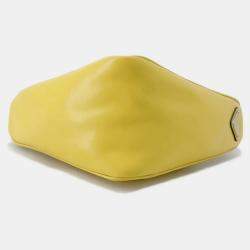 Pre Owned Prada Triangle Shoulder Bag Yellow Leather