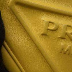 Pre Owned Prada Triangle Shoulder Bag Yellow Leather