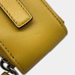 Pre Owned Prada Triangle Shoulder Bag Yellow Leather