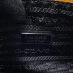 Pre Owned Prada Triangle Shoulder Bag Yellow Leather