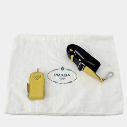 Pre Owned Prada Triangle Shoulder Bag Yellow Leather