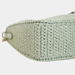 Pre Owned Prada Green Yarn Effect Raffia Crochet Re Edition 2005 Satchel