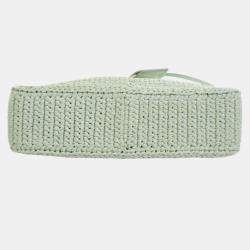 Pre Owned Prada Green Yarn Effect Raffia Crochet Re Edition 2005 Satchel