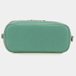 Pre Owned Prada Green Mini Vitello Daino Vanity Top Handle Bag
