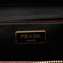 Pre Owned Prada Black Saffiano Vernic Leather Double Zip Satchel