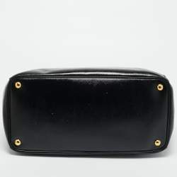 Pre Owned Prada Black Saffiano Vernic Leather Double Zip Satchel