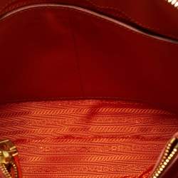 Pre Owned Prada Orange Saffiano Leather Medium Promenade Satchel