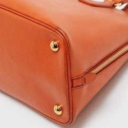 Pre Owned Prada Orange Saffiano Leather Medium Promenade Satchel
