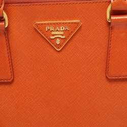 Pre Owned Prada Orange Saffiano Leather Medium Promenade Satchel