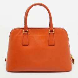 Pre Owned Prada Orange Saffiano Leather Medium Promenade Satchel