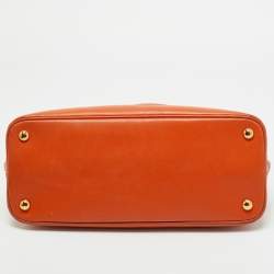 Pre Owned Prada Orange Saffiano Leather Medium Promenade Satchel