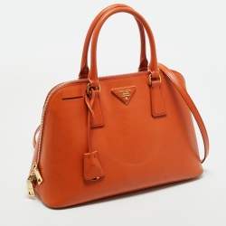 Pre Owned Prada Orange Saffiano Leather Medium Promenade Satchel