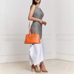 Pre Owned Prada Orange Saffiano Leather Medium Promenade Satchel