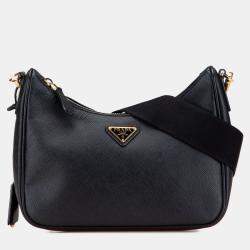 Pre Owned Prada Black Saffiano Re-Edition 2005 Satchel