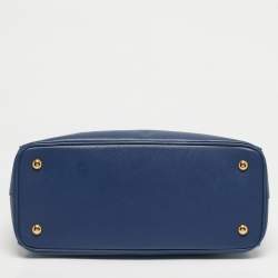 مملوكة مسبقًا Prada Navy Blue Saffiano Lux Leather Small Middle Zip Tote