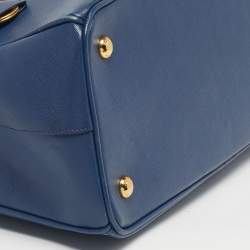 مملوكة مسبقًا Prada Navy Blue Saffiano Lux Leather Small Middle Zip Tote
