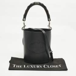 مملوكة مسبقًا Prada Black Leather Tambour Bucket Bag