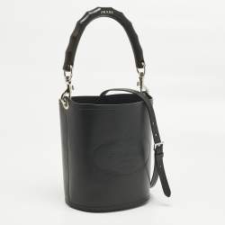مملوكة مسبقًا Prada Black Leather Tambour Bucket Bag