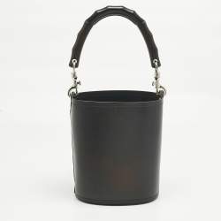 مملوكة مسبقًا Prada Black Leather Tambour Bucket Bag
