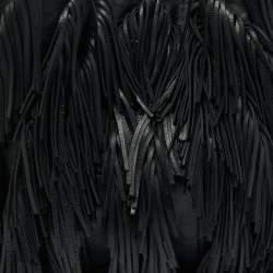 Pre Owned Prada Black Leather Fringe Hobo 