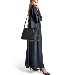 Pre Owned حقيبة يد توتس برادا جلد سافياتو كير أسود بقفل مزدوج