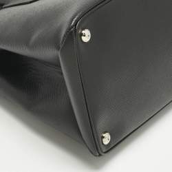 Pre Owned حقيبة يد توتس برادا جلد سافياتو كير أسود بقفل مزدوج