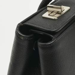 Pre Owned حقيبة يد توتس برادا جلد سافياتو كير أسود بقفل مزدوج