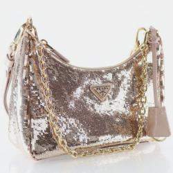Pre Owned Prada Sequins Re-edition 2000 Handbag