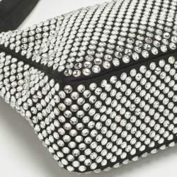 Pre Owned Prada Black Satin Re-Edition 2000 Crystals Shoulder Bag