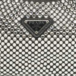 Pre Owned Prada Black Satin Re-Edition 2000 Crystals Shoulder Bag